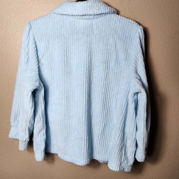 Collections Etc VTG Baby Blue Fuzzy 3/4 Sleeve Peter Pan Jacket w/Pockets-Size M - Picture 5 of 5